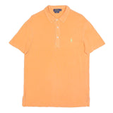 POLO RALPH LAUREN Mens Orange Cotton Blend Short Sleeve Plain M Polo Shirt