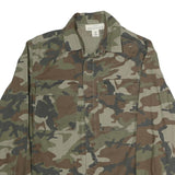 H&M Mens Green & Brown Camouflage Cotton Button Jacket M Casual Military Style