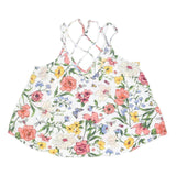 HOLLISTER Womens White Floral Print Strappy Sleeveless Top M Lightweight