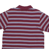 CHAPS Mens Maroon & White Striped Short Sleeve Polo Shirt M Classic Fit