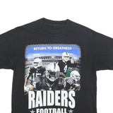 Mens Black Raiders Football Graphic T-Shirt M Short Sleeve Crew Neck Retro