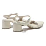 TAMARIS Womens Leather Strappy Block Heel Sandals Cream UK 6 Elegant Comfortable