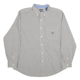 CHAPS Mens Grey & White Check Shirt XL Button-Down Collar Long Sleeve Cotton