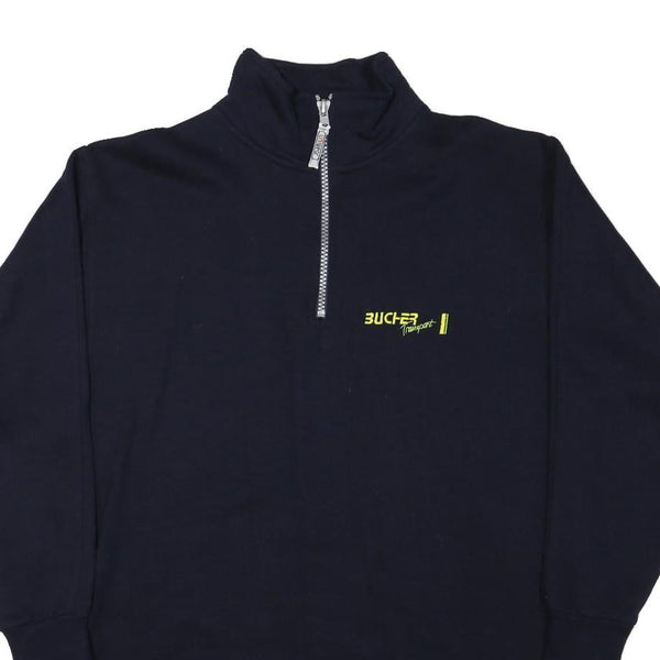 BUCHER Mens Black 1/4 Zip XL Cotton Blend Sweatshirt Pullover Casual Everyday