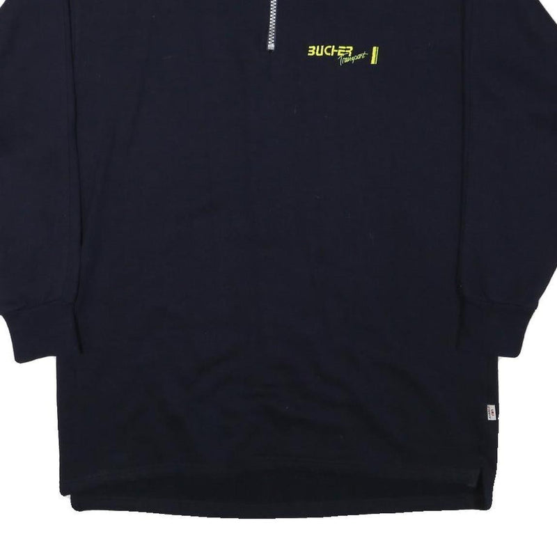 BUCHER Mens Black 1/4 Zip XL Cotton Blend Sweatshirt Pullover Casual Everyday