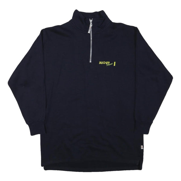 BUCHER Mens Black 1/4 Zip XL Cotton Blend Sweatshirt Pullover Casual Everyday