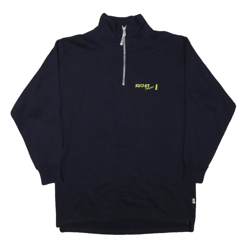 BUCHER Mens Black 1/4 Zip XL Cotton Blend Sweatshirt Pullover Casual Everyday