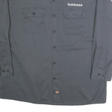DICKIES Mens Grey & Green Workwear Shirt XL TaskRabbit Embroidered Logo Button