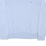 TOMMY HILFIGER Mens Light Blue Plain V-Neck Basic Knit Jumper L Cotton Blend