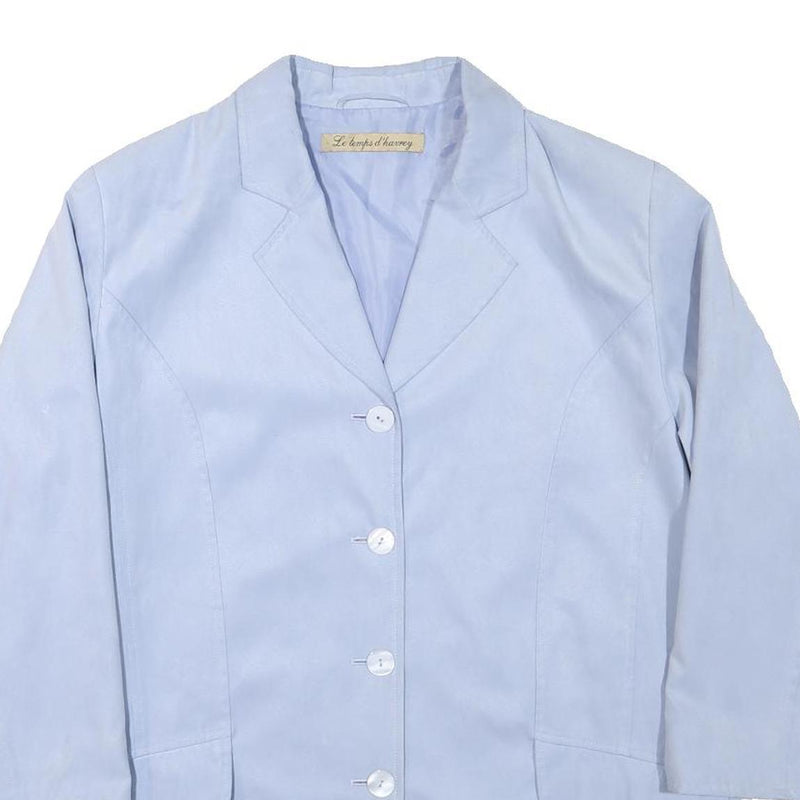 LE TEMPS D'HARVEY Womens Pale Blue Button Jacket L Polyester Blend Tailored