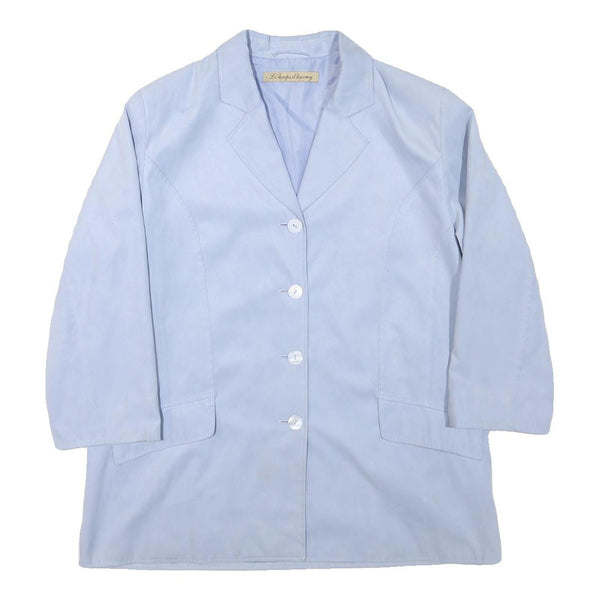 LE TEMPS D'HARVEY Womens Pale Blue Button Jacket L Polyester Blend Tailored