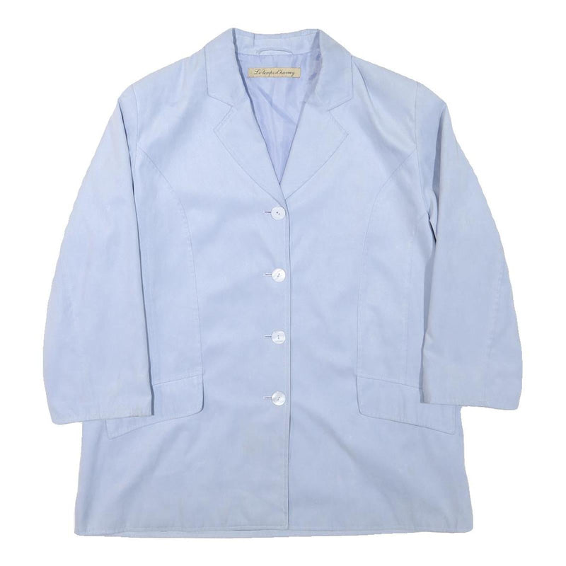 LE TEMPS D'HARVEY Womens Pale Blue Button Jacket L Polyester Blend Tailored