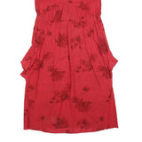 IRO Womens Red Floral Sleeveless Midi Dress L Elegant V-Neck Summer Style