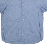 CALVIN KLEIN Mens Blue Button-Down Short Sleeve Shirt L Casual Summer Cotton