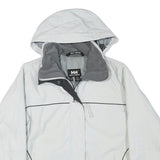HELLY HANSEN Mens White Grey Outdoor Jacket S Polyester Plain Zip Hooded