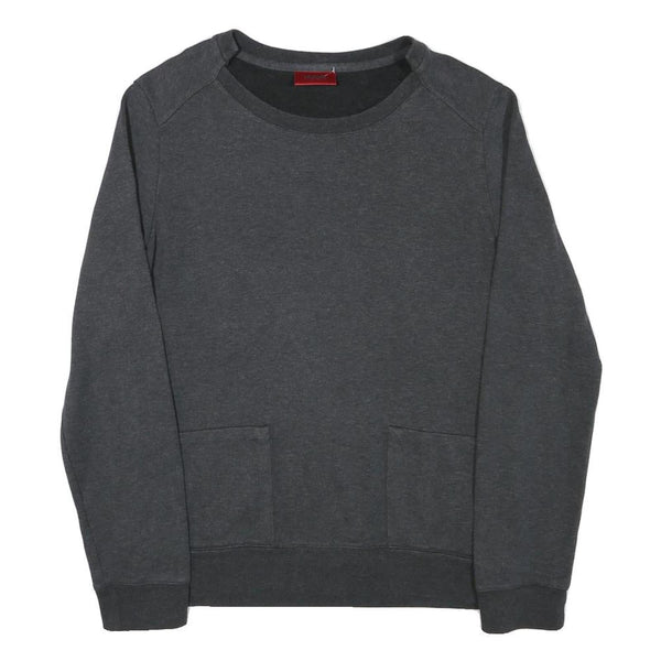 HUGO Mens Grey Crew Neck S Sweatshirt Cotton Blend Pullover Casual