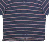 NAUTICA Mens Blue Striped Short Sleeve Polo Shirt XL Cotton Blend Casual