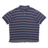 NAUTICA Mens Blue Striped Short Sleeve Polo Shirt XL Cotton Blend Casual