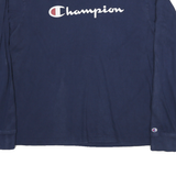 CHAMPION Womens Navy Blue Long Sleeve Crew Neck Cotton Blend T-Shirt L