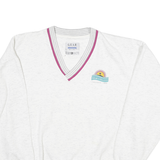 GEAR Mens White Sweatshirt XL V-Neck Cotton Blend Casual Retro Style