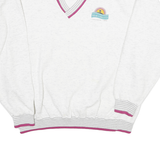 GEAR Mens White Sweatshirt XL V-Neck Cotton Blend Casual Retro Style