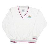 GEAR Mens White Sweatshirt XL V-Neck Cotton Blend Casual Retro Style