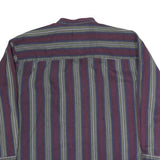 GREATLAND Mens Blue & Maroon Stripe Shirt M Casual Button Collar Cotton