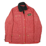 BARBOUR INTERNATIONAL Womens Red Quilted Jacket UK 12 Polyester Blend Zip