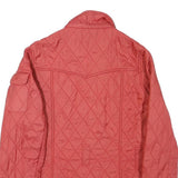 BARBOUR INTERNATIONAL Womens Red Quilted Jacket UK 12 Polyester Blend Zip