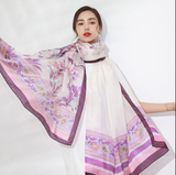 Anyyou 100% Mulberry Silk Purple Long Scarf Luxury Brand Women Beach Shawl Wear Swimwear Pashimina Face Shield Foulard