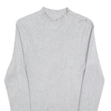 Womens Grey Plain Cotton Blend Casual Jumper Crew Neck Tight Knit M Lightweight