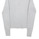 Womens Grey Plain Cotton Blend Casual Jumper Crew Neck Tight Knit M Lightweight