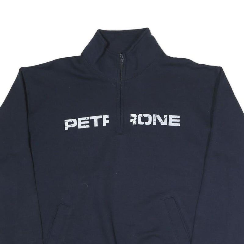 CHAMPION Mens Navy Blue Half Zip L Cotton Blend Pullover Sweatshirt