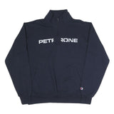 CHAMPION Mens Navy Blue Half Zip L Cotton Blend Pullover Sweatshirt