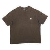 CARHARTT Mens Brown Pocket T-Shirt 2XL Short Sleeve Crew Neck Workwear Casual