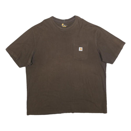 CARHARTT Mens Brown Pocket T-Shirt 2XL Short Sleeve Crew Neck Workwear Casual