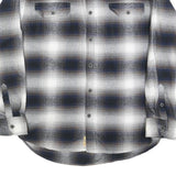 JACHS Mens Blue Black White Plaid Shirt L Cotton Blend Casual Button Front