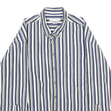 TRIBUTE Mens Blue Beige Stripe Shirt XL Cotton Long Sleeve Casual Buttoned