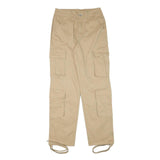 Womens Beige Cotton Blend Regular Fit Cargo Trousers W27 L30 Utility Pockets Zip