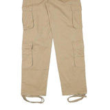 Womens Beige Cotton Blend Regular Fit Cargo Trousers W27 L30 Utility Pockets Zip