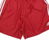 ADIDAS Womens Red & White Sports Shorts L W28 Polyester Casual Fit Elastic