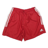 ADIDAS Womens Red & White Sports Shorts L W28 Polyester Casual Fit Elastic
