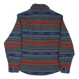 JACHS Mens Red Blue Brown Pattern Shirt L Cotton Blend Casual Long Sleeve