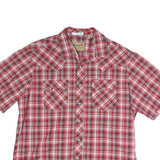 WRANGLER Mens Red & White Check Short Sleeve Shirt XL Casual Western Cotton