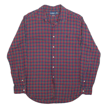 RALPH LAUREN Mens Red & Green Check Shirt L Classic Fit Cotton Casual