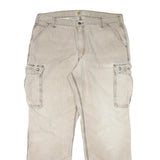 CARHARTT Mens Cotton Blend Beige Relaxed Cargo Trousers W39 L32 Workwear Zip