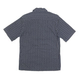 CALVIN KLEIN Mens Navy Blue & White Printed Shirt S Cotton Blend Casual Summer