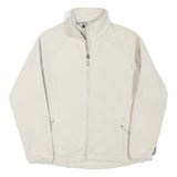 ABERCROMBIE & FITCH Womens White Zip Fleece Jacket L Polyester Blend Casual Warm