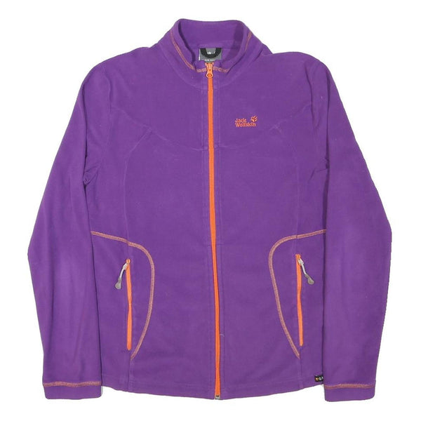 JACK WOLFSKIN Womens Purple & Orange Zip Jacket L Polyester Blend Fleece Outdoor