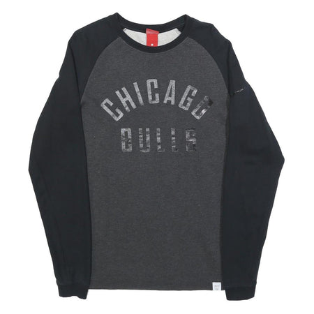 NIKE Mens Black & Grey Chicago Bulls Crew Neck S Cotton Blend Sweatshirt